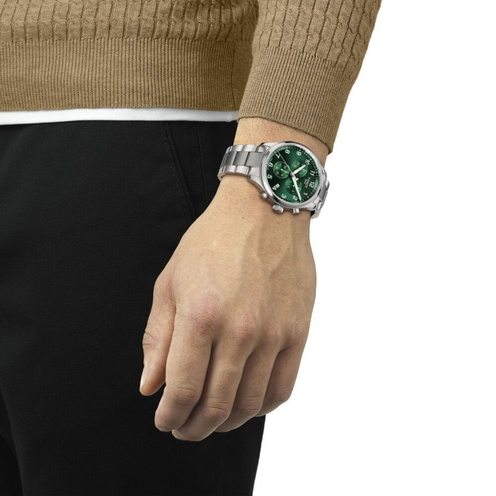 Tissot Chrono XL 45mm Green Dial Steel Case Bracelet Watch image number 2