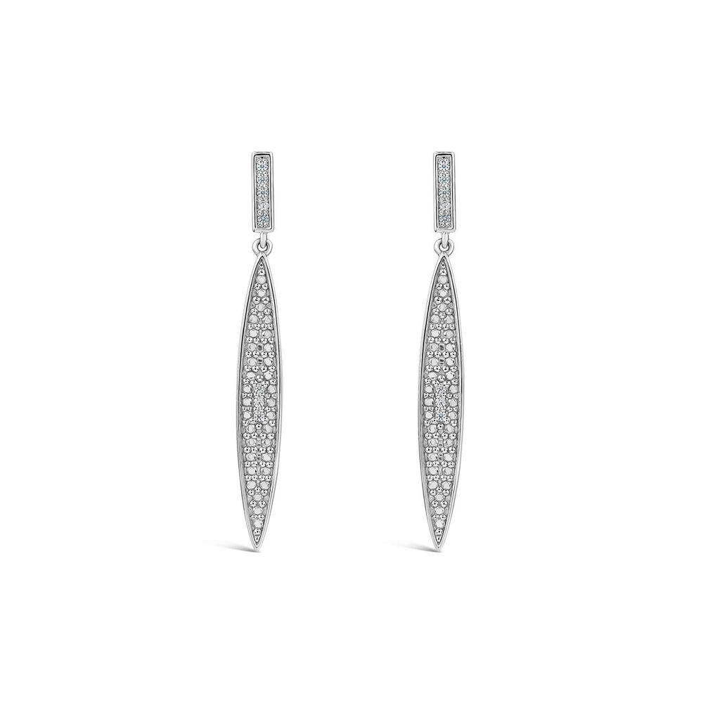 Sterling Silver Cubic Zirconia Spear Shaped Drop Earrings image number 0