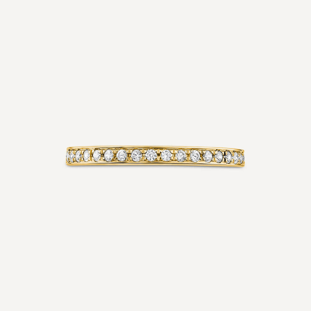 9ct Yellow Gold 2mm 0.15ct Pave Diamond Wedding Ring image number 1