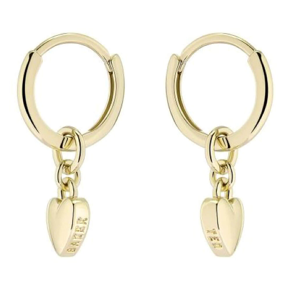 Ted Baker Harrye Yellow Gold Plated Tiny Heart Huggie Earrings image number 1