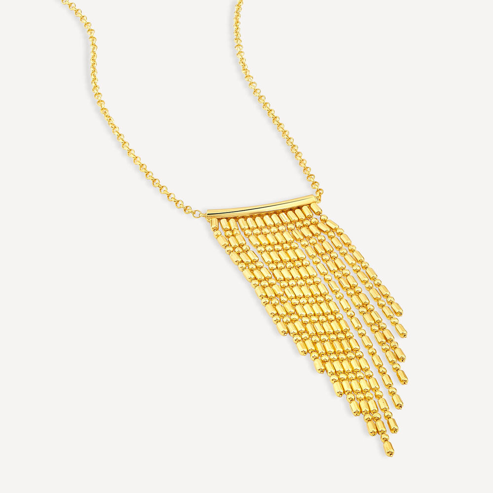 Yellow Gold Plated Sterling Silver Arrow Shaped Fringe Necklet image number 2