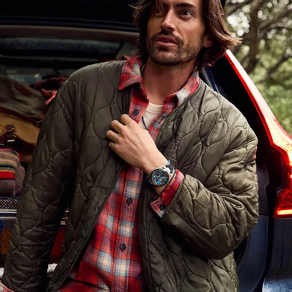 Citizen Promaster Bullhead Racing Chronograph 45mm Blue Dial Leather Strap Watch image number 3