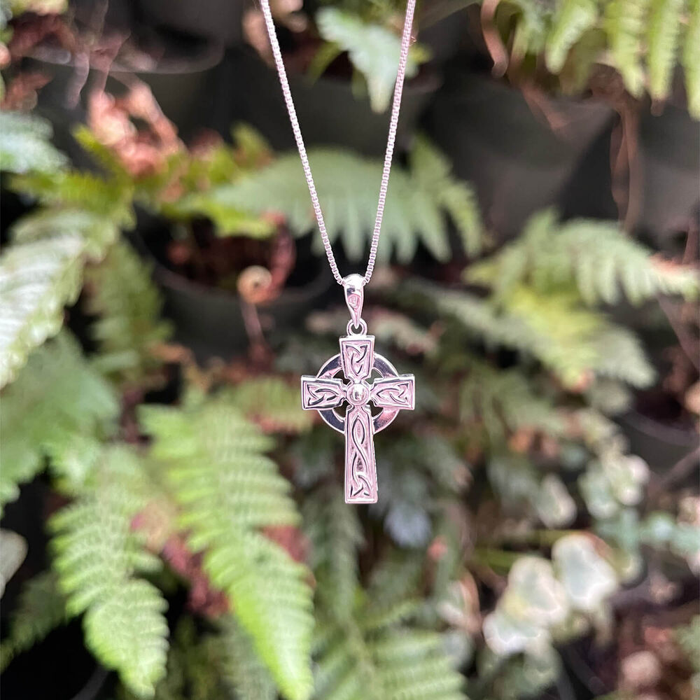 Silver Connemara Marble Cross Pendant image number 1