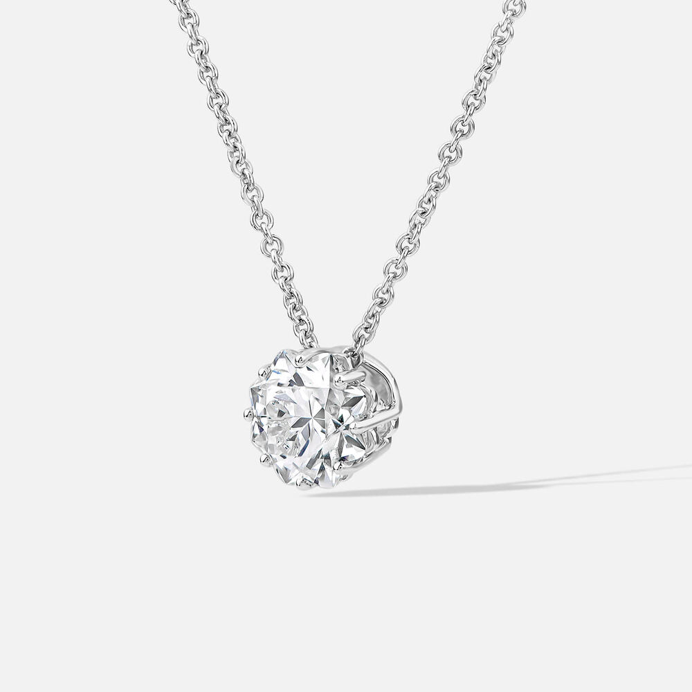 Born Classic 9ct White Gold Lab Grown 1ct Flower Cut Diamond Pendant