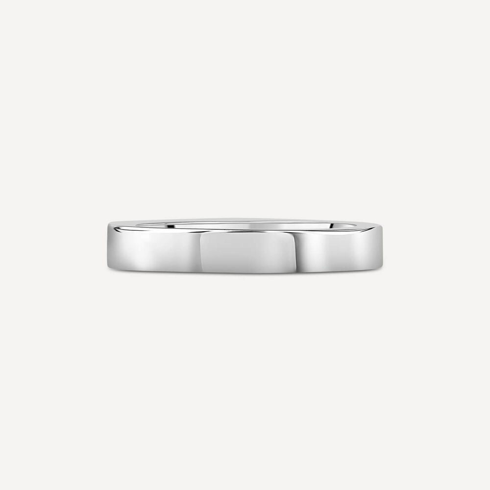 9ct White Gold 3mm Flat Court Wedding Ring