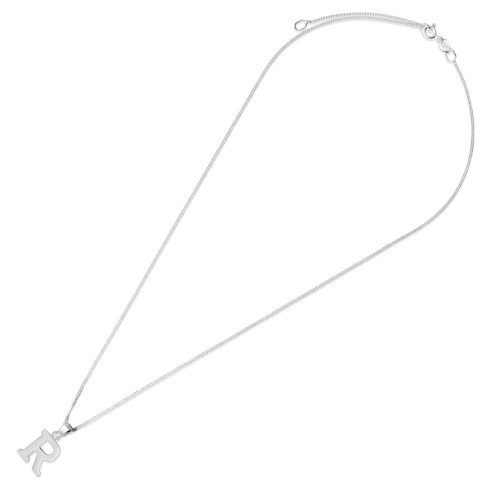 Sterling Silver Block Initial R  Pendant image number 3