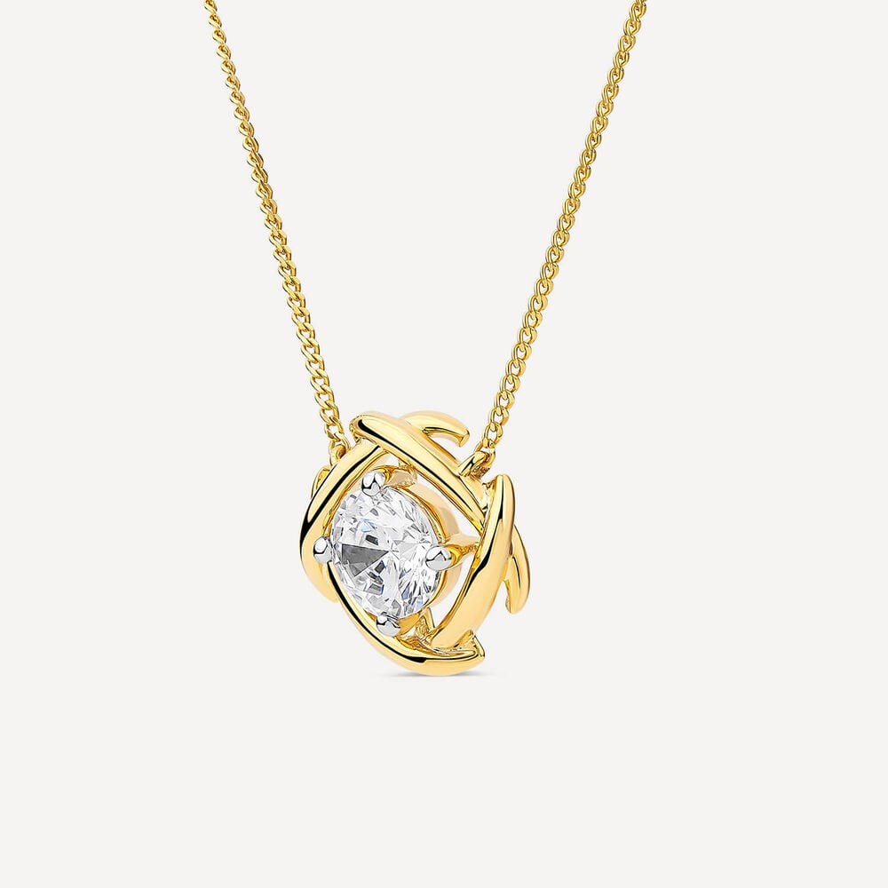 9ct Yellow Gold 1.00ct Lab Grown Entwined Love Knot Pendant image number 1