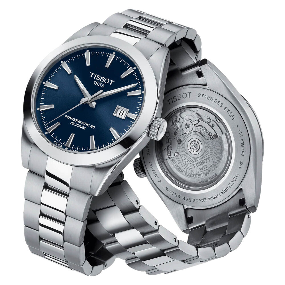 Tissot Gentleman Auto 40mm Blue Dial Steel Case Bracelet Watch image number 2