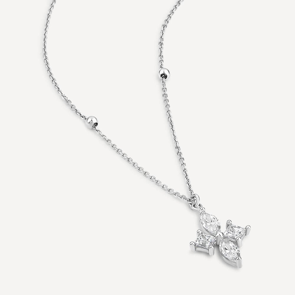 9ct White Gold Marquise & Princess Cubic Zirconia Pendant image number 2