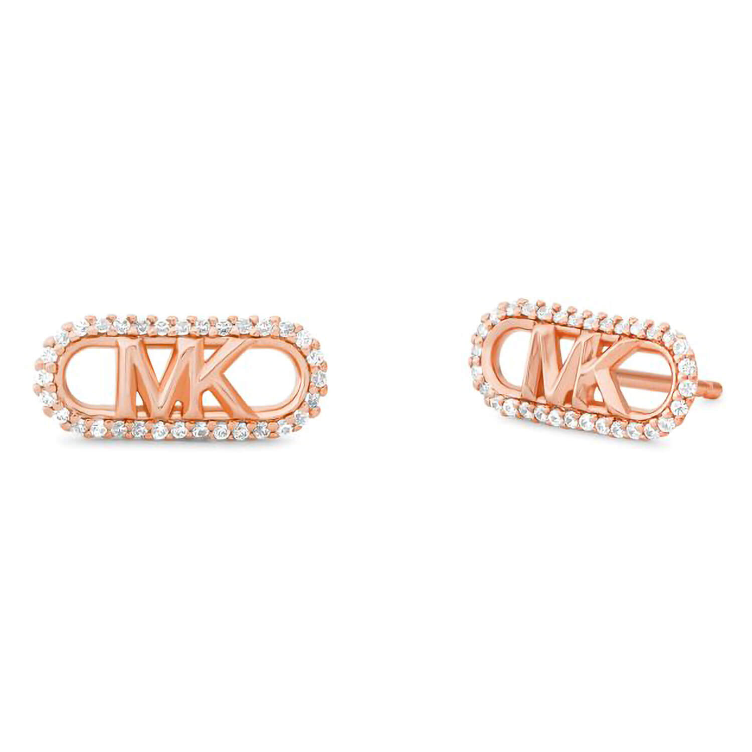 Michael Kors Statement 14ct Rose Gold Zirconia Logo Earrings