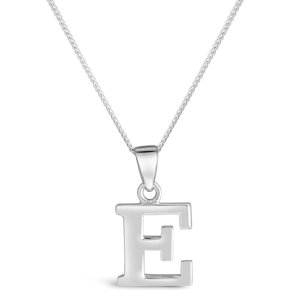 Sterling Silver Block Initial E Pendant image number 0