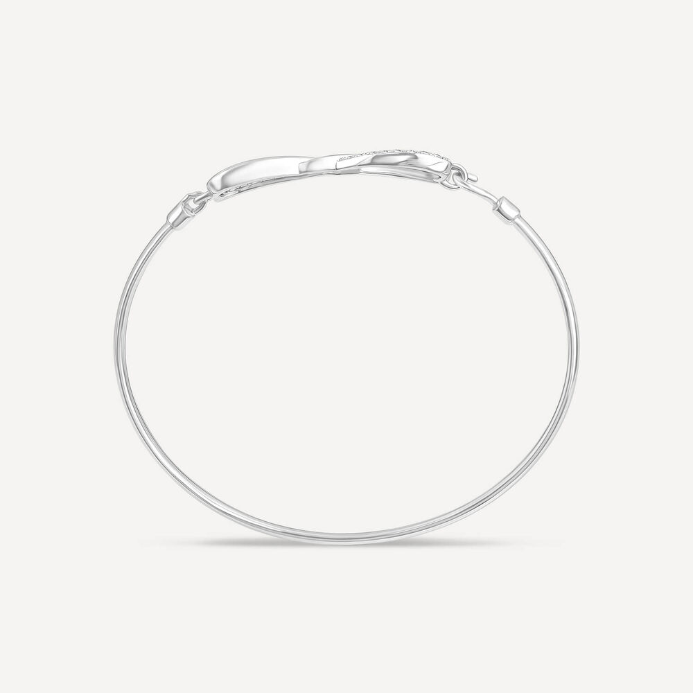 Sterling Silver Infinity Pave Cubic Zirconia & Polished Bangle image number 2