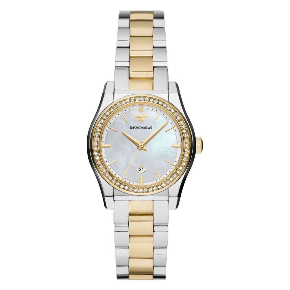 Emporio Armani Mia 32mm MOP Dial Yellow Gold Steel Bracelet Watch image number 0