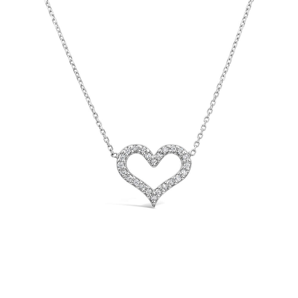 9ct White Gold Cubic Zirconia Heart Necklet