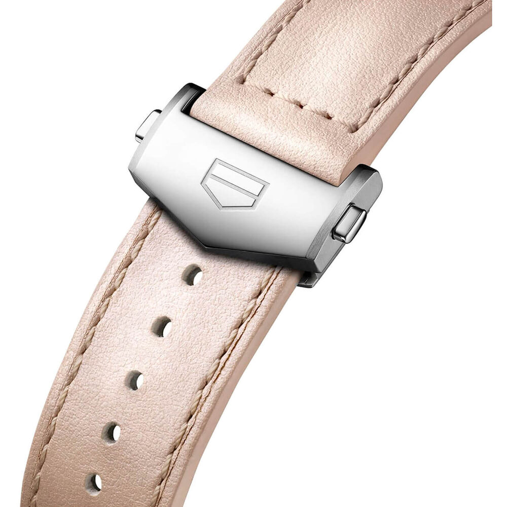 TAG Heuer Carrera Chronograph 39mm Pink Dial Diamond Dots Leather Strap Watch image number 5