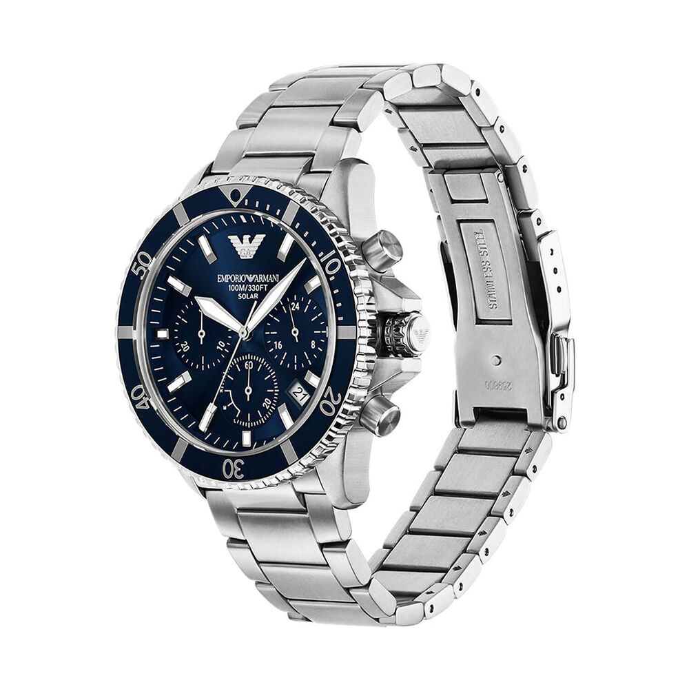 Emporio Armani World Explorer 43.5mm Blue Chronograph Dial Steel Bracelet Watch image number 1