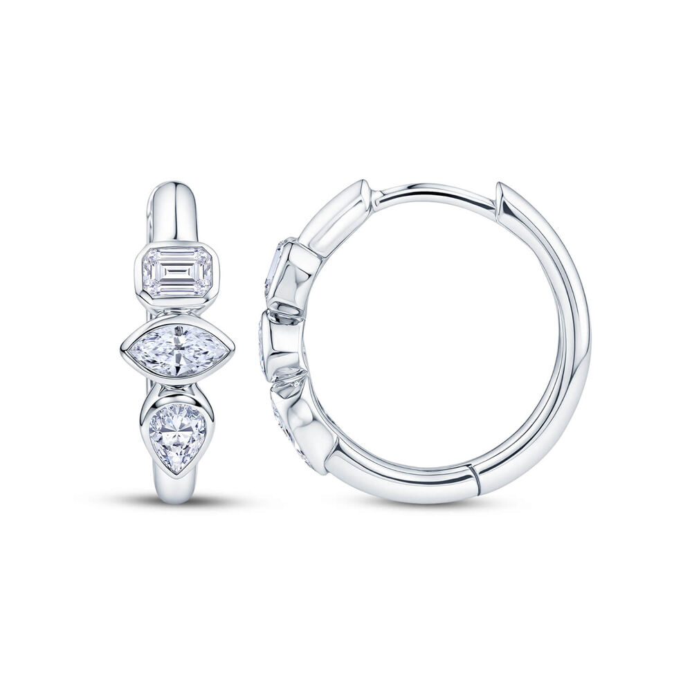 Born Contour 9ct White Gold 0.30ct Lab Grown Mixed Shape Diamond Huggie Earrings