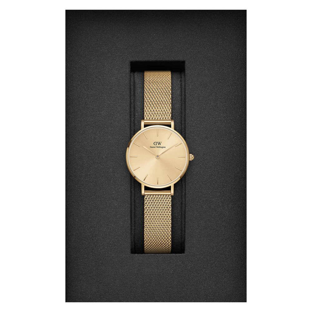 Daniel Wellington Petite Unitone 28MM Yellow Gold PVD Round Dial And Mesh Bracelet Watch image number 1