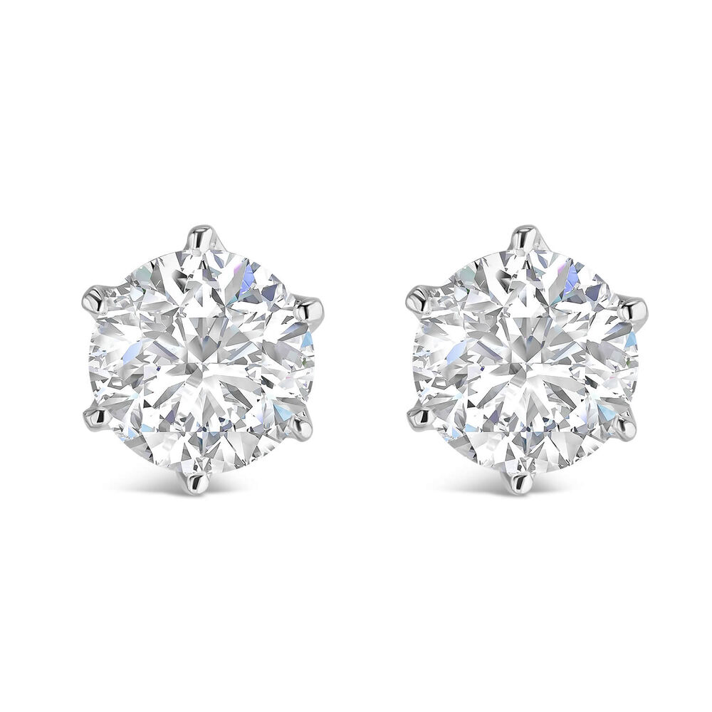 Sterling Silver Six Claw Cubic Zirconia 7mm Stud Earrings image number 0