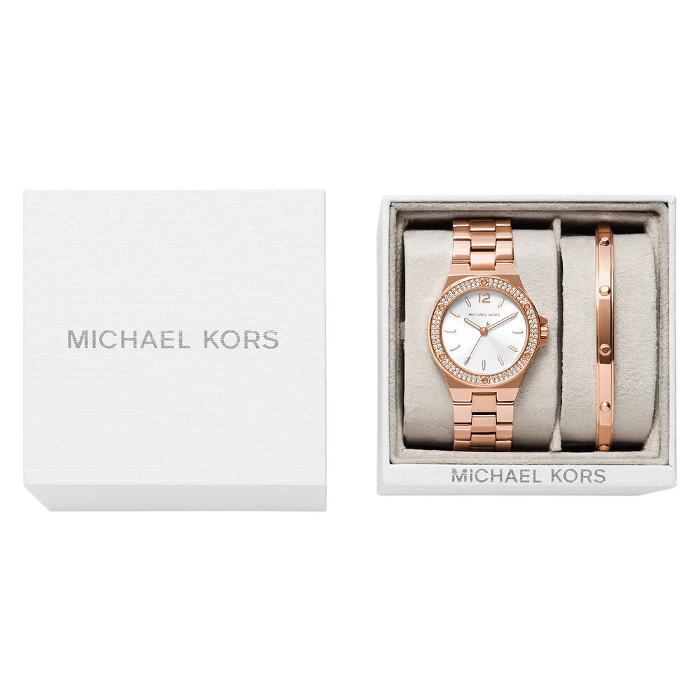 Michael Kors Lennox 37mm Silver Dial Crystal Bezel Bracelet Watch