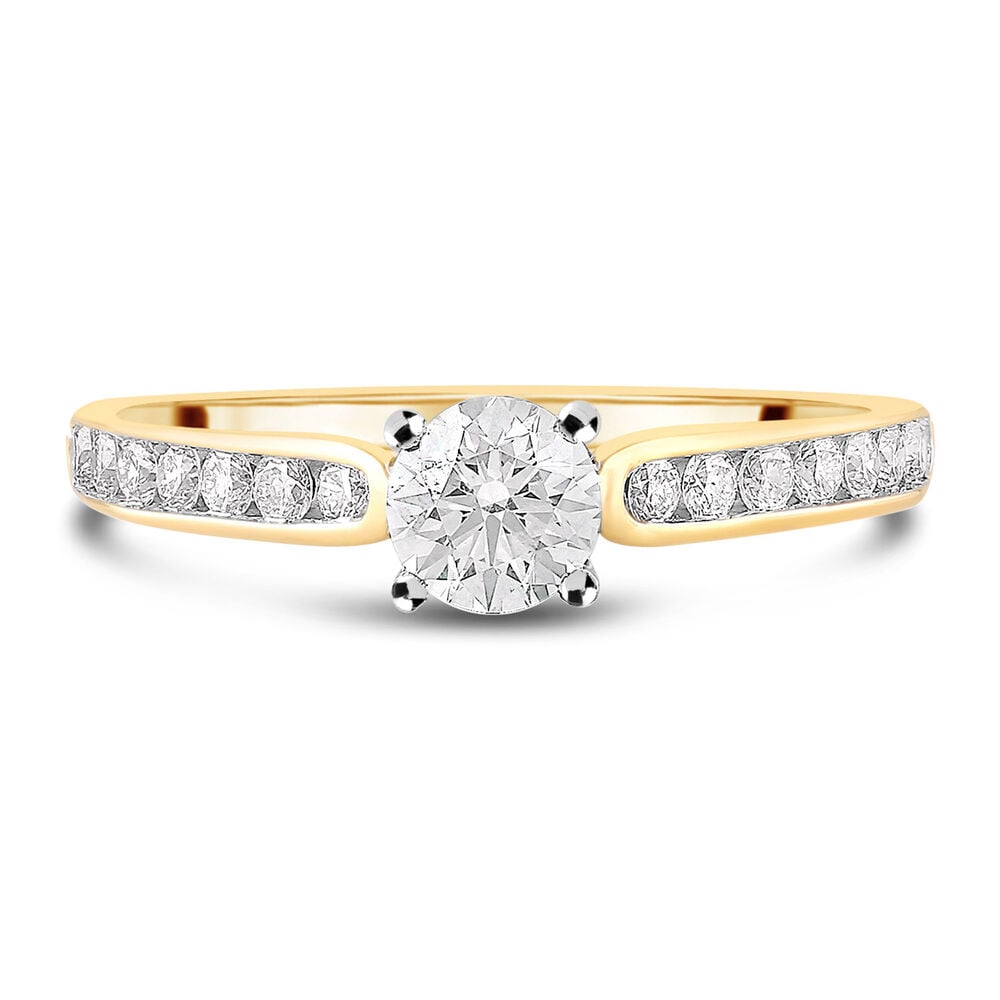 18ct Yellow Gold 0.75ct Diamond Four Claw Tulip Setting Ring image number 1