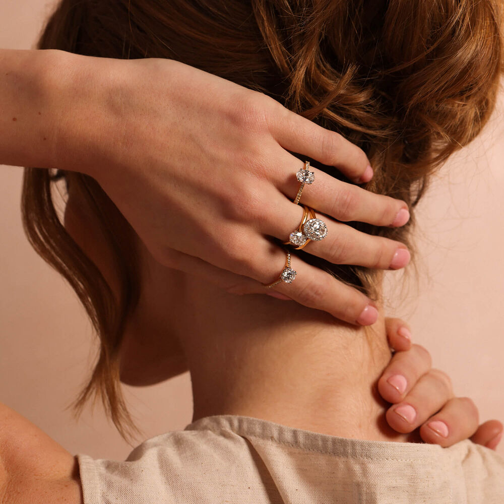 Born 18ct Yellow Gold 1.72ct Lab Grown Oval Halo Diamond Ring image number 2