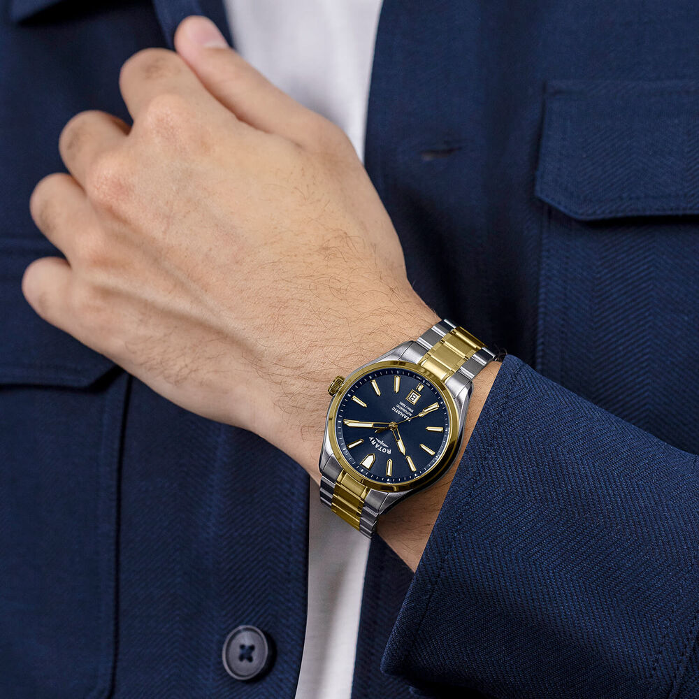 Rotary Seamatic 100 40mm Blue Dial Silver & Gold Plated Stainless Steel Bracelet Watch