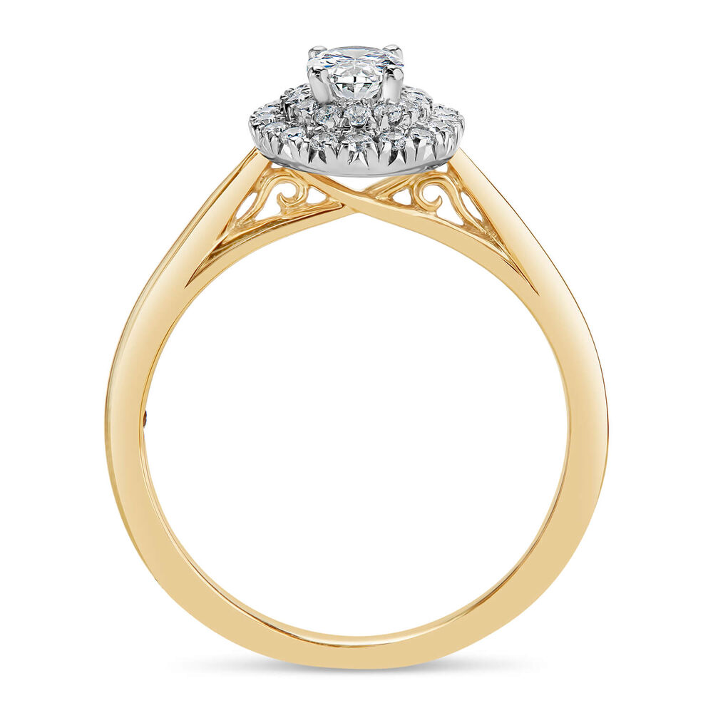 Northern Star 0.50ct Oval Diamond Double Halo 18ct Yellow Gold Ring image number 3