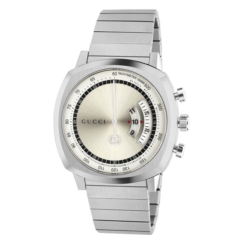 Gucci Grip Chrono Silver Dial Stainless Steel Bracelet Watch