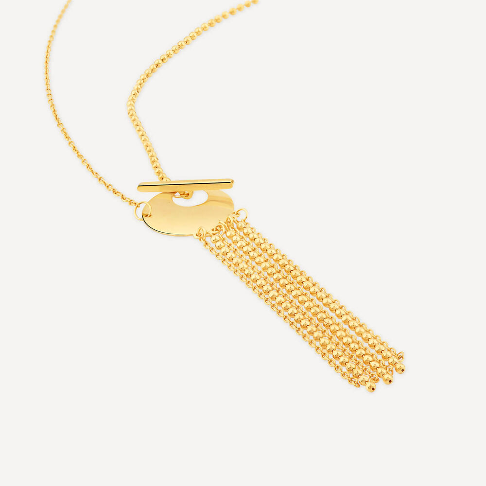 9ct Yellow Gold Disc T-Bar Hanging Chain Necklet image number 3