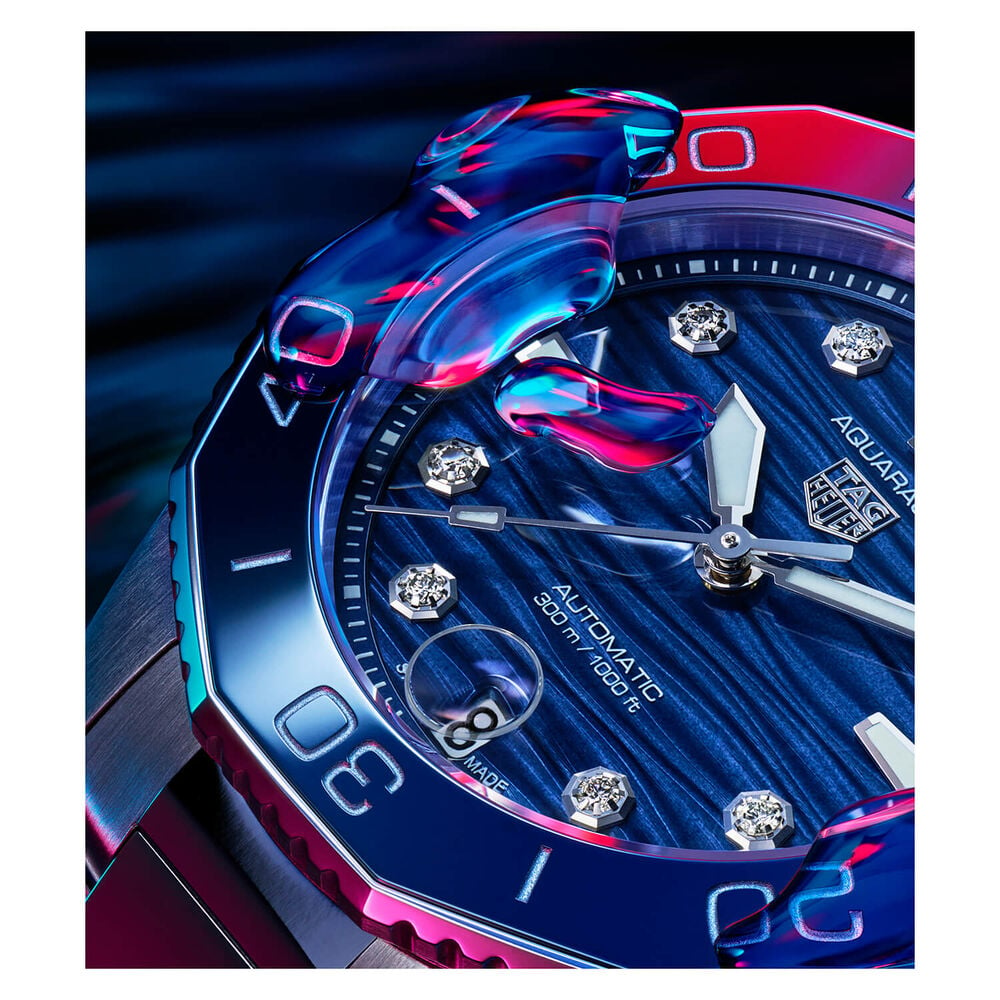 TAG Heuer Aquaracer 36mm Blue Dial Blue Bezel Steel Case Bracelet Watch image number 8
