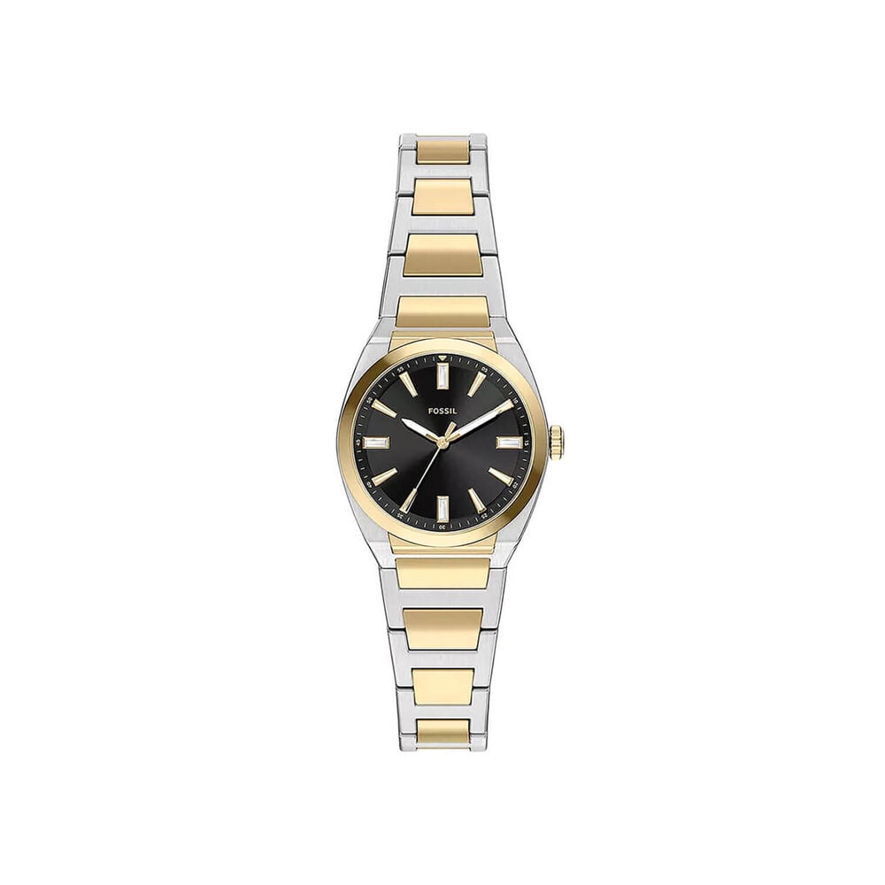 Fossil Everett 27mm Black Dial Two Tone Steel Bracelet Watch