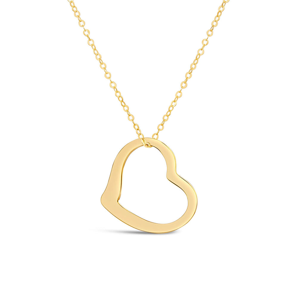 9ct Yellow Gold Open Dangling Heart Necklet