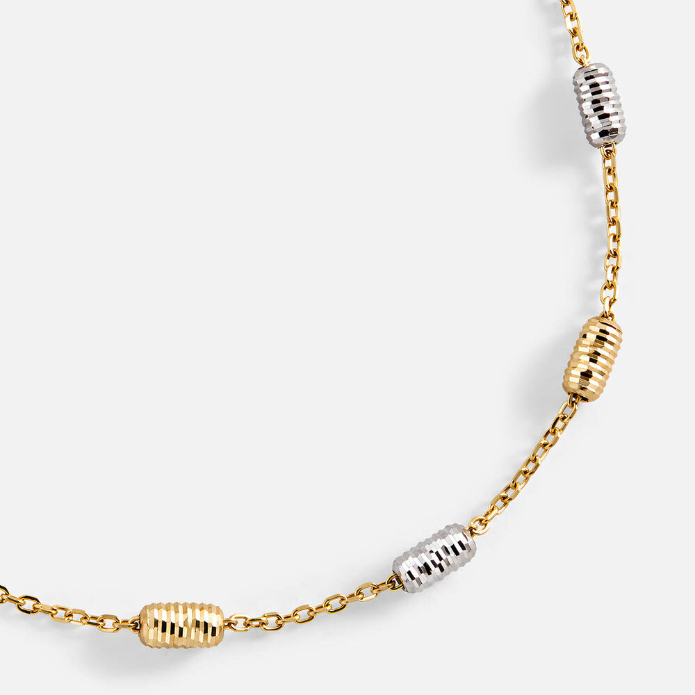 9ct Yellow & White Gold D-Cut Barrel Charms Bracelet