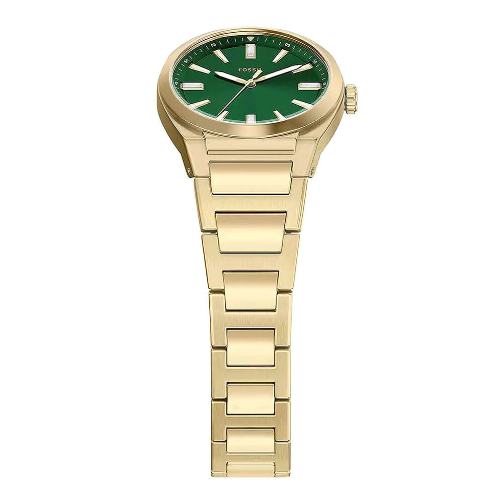Fossil Everett 27mm Green Dial Gold Tone Stainless Steel Bracelet Watch