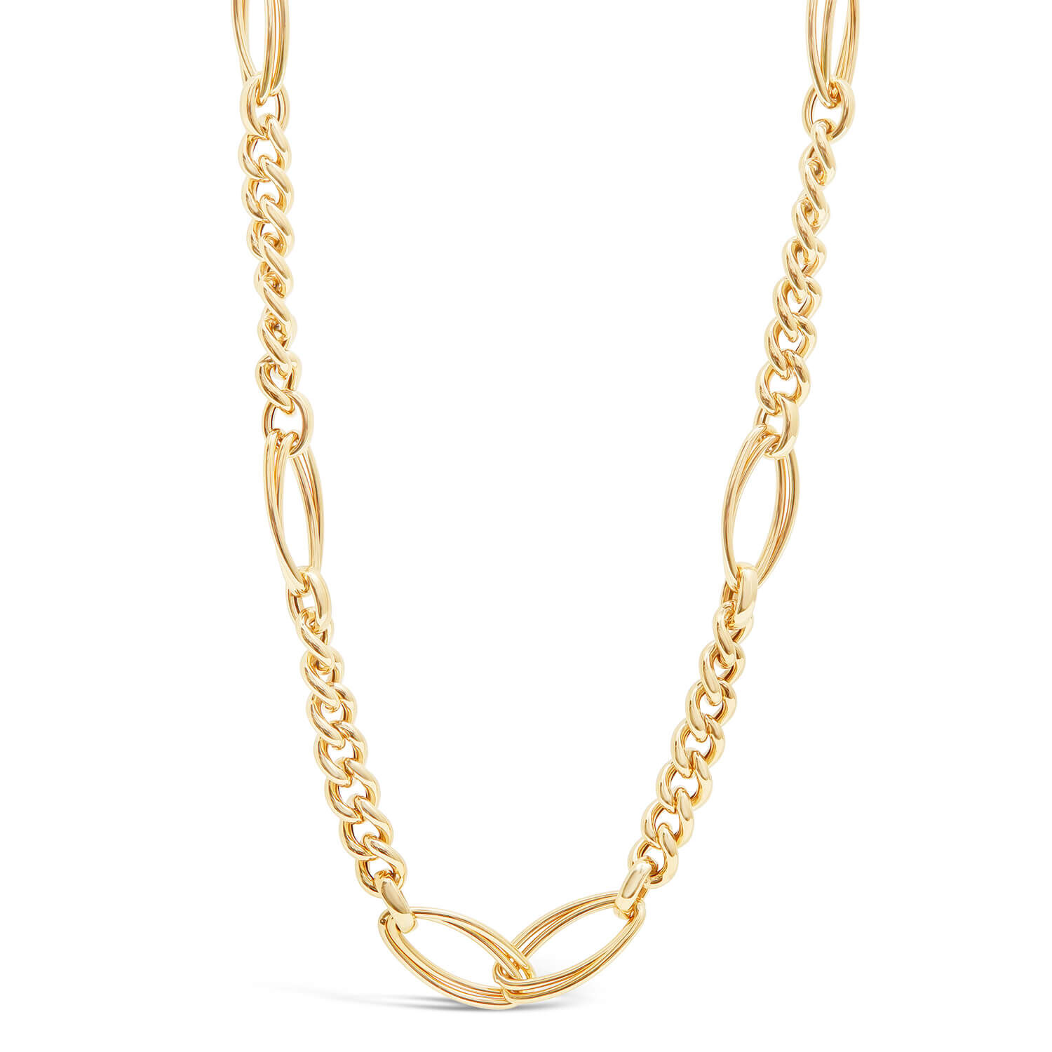 9ct Yellow Gold Fancy Curb Double Oval Link Ladies Necklace