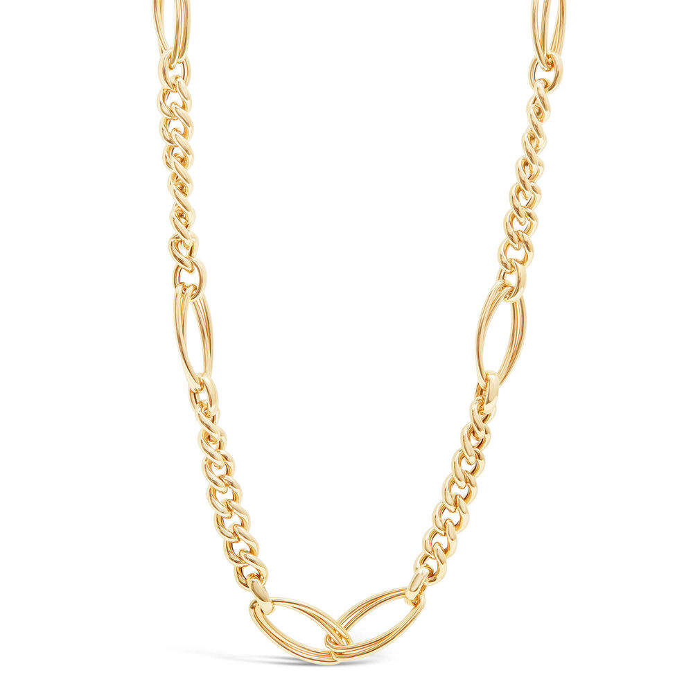 9ct Yellow Gold Fancy Curb Double Oval Link Ladies Necklace image number 0