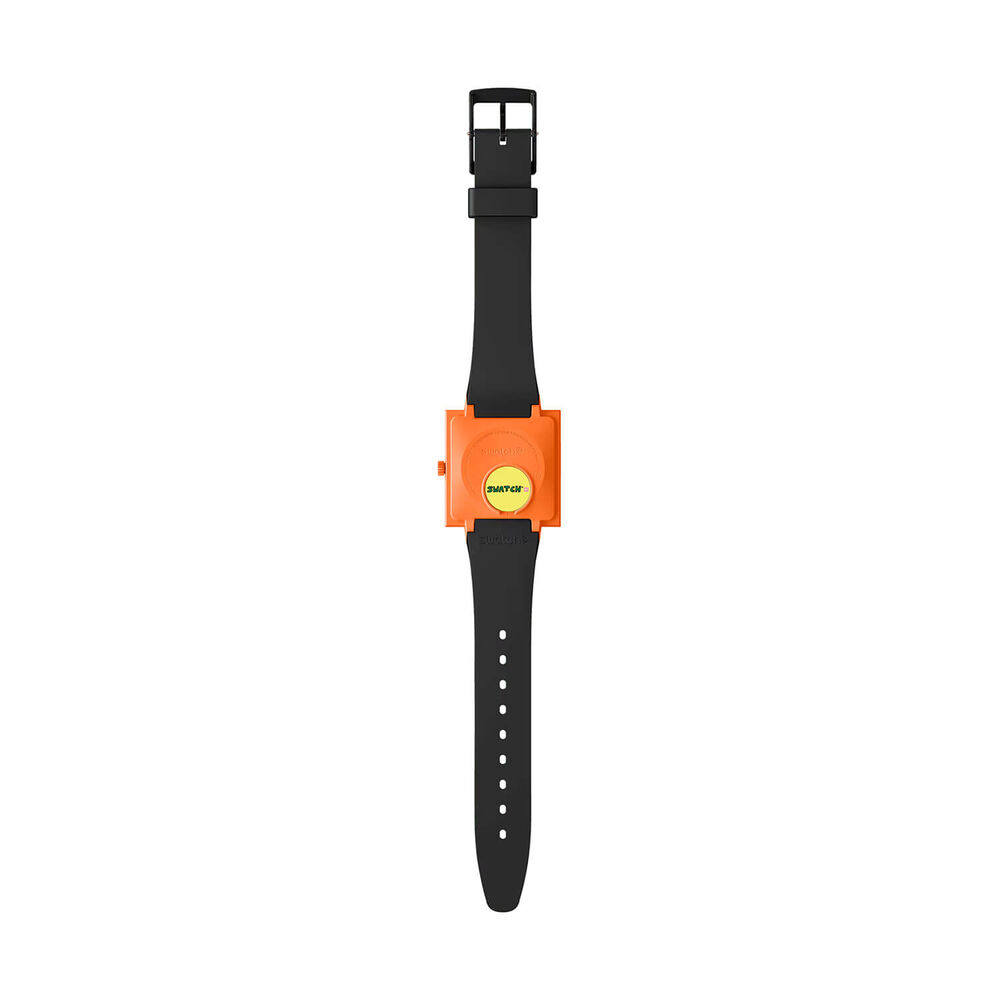 Swatch Break Time 41.8mm Square Multi Colour Dial Black Silicone Strap Watch image number 3