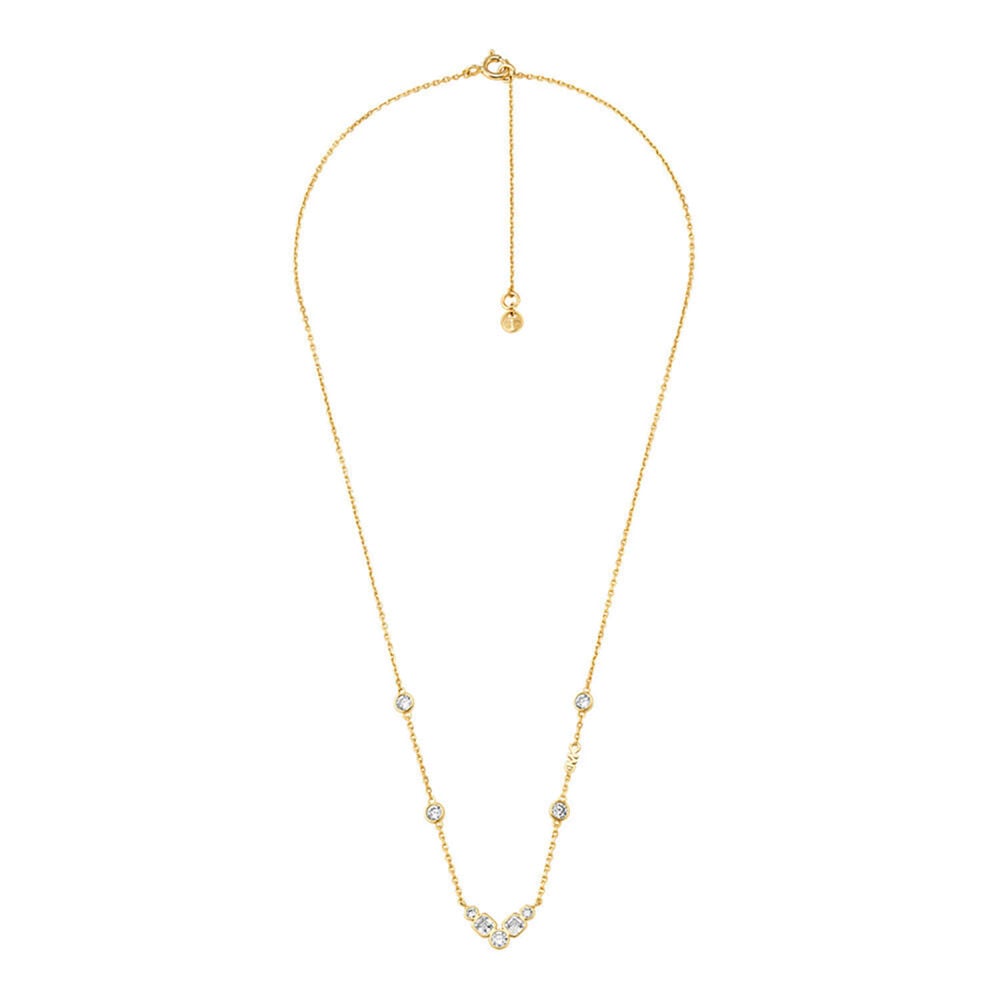 Michael Kors Yellow Gold Plated Sterling Silver Cubic Zirconia Necklace & Earrings Gift Set image number 1