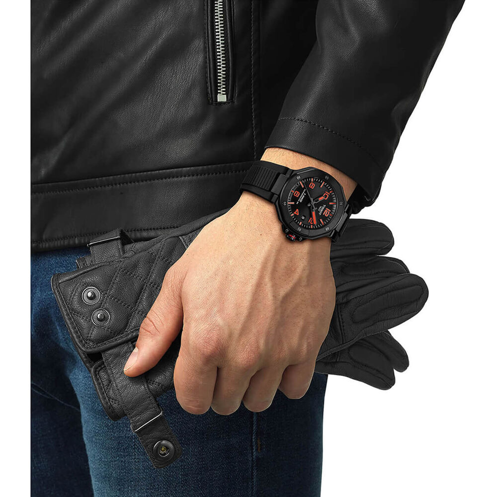 Tissot T-Race Powermatic 80 Black Dial Red Hands Rubber Strap Watch image number 3
