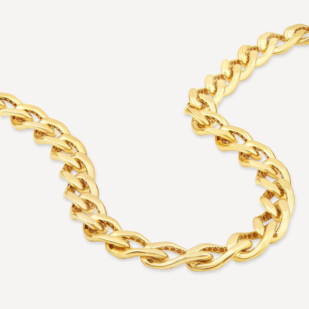 9ct Yellow Gold Fancy Diamond Cut Curved Link Necklet image number 3