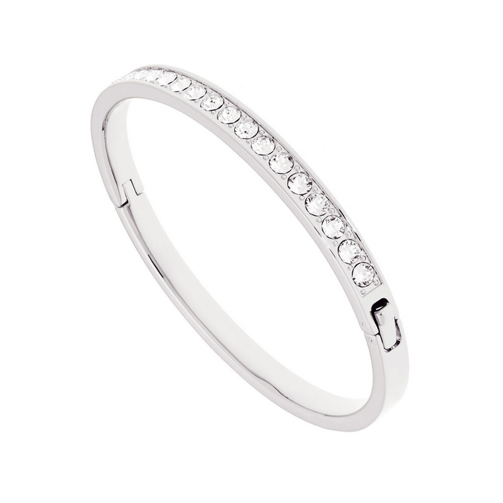 Ted Baker Clemara Silver Tone Swarovski Hinged Bangle