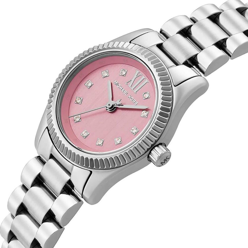 Michael Kors Petite Lexington 26mm Pink Dial Stainless Steel Bracelet Watch