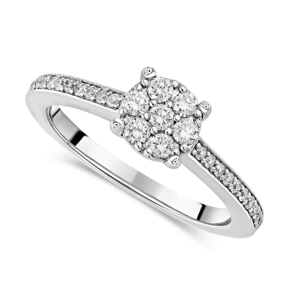 Ladies 9ct White Gold Blossom Diamond Engagement Ring