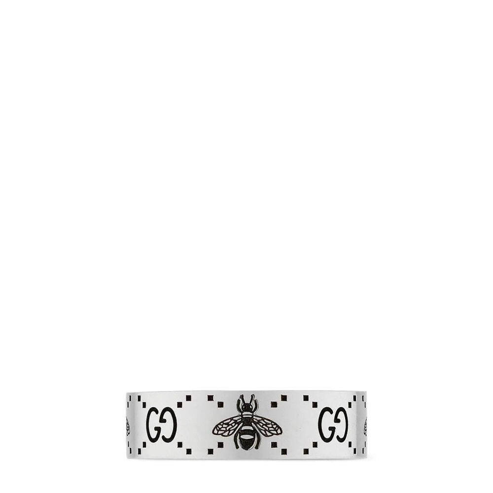 Gucci Signature Silver Bee Motif 6mm Ring (Size 18) image number 1
