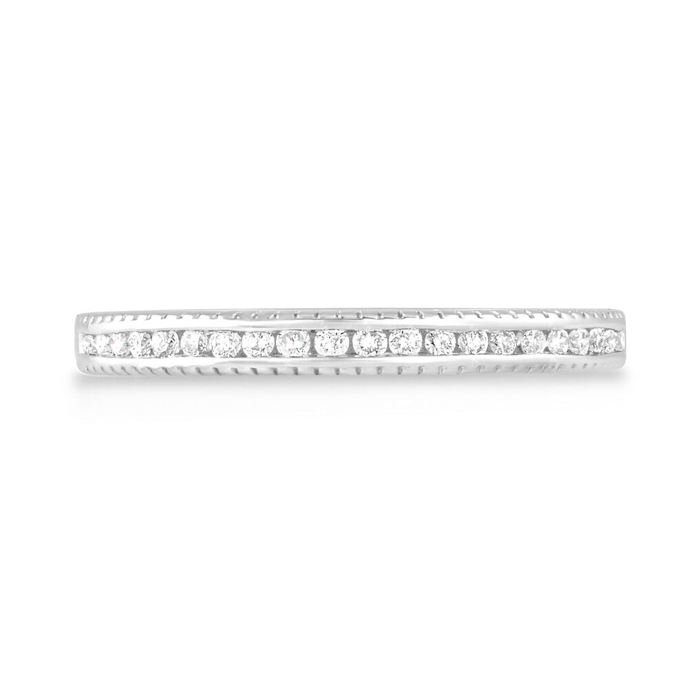 Ladies 9ct White Gold Beaded Edge Half Eternity Ring image number 1