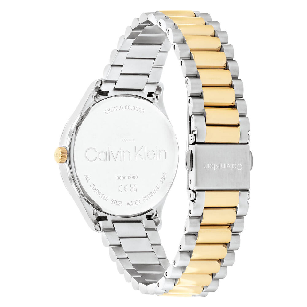 Calvin Klein Iconic 35mm Silver Monogramed Dial Two Tone Bracelet Watch image number 1