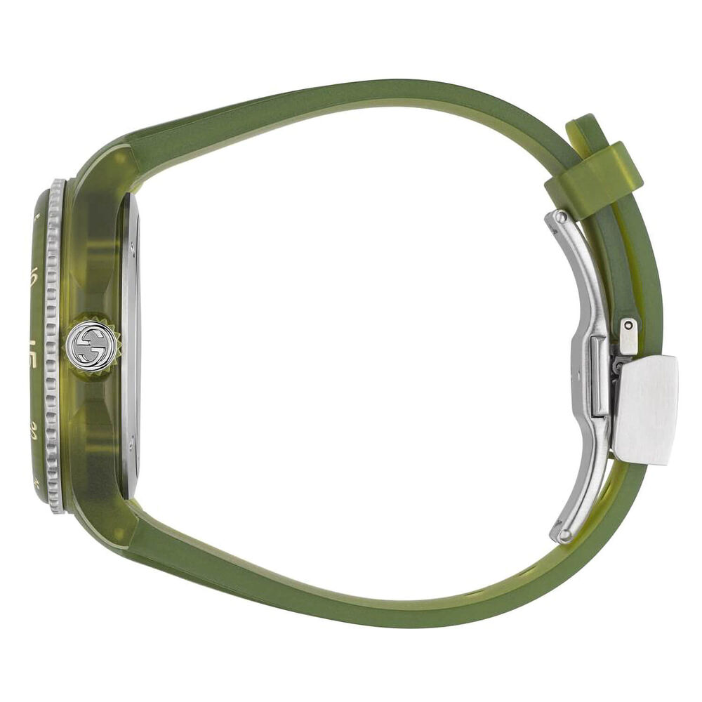 Gucci Dive 40mm Green Transparent Dial Green Plastic Strap Watch image number 2