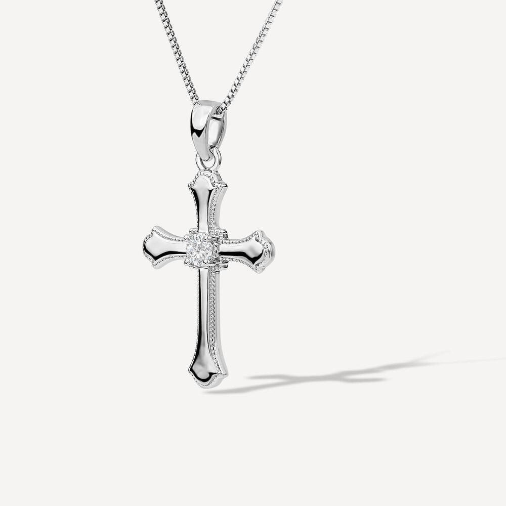 Sterling Silver Cubic Zirconia Cross Pendant image number 1