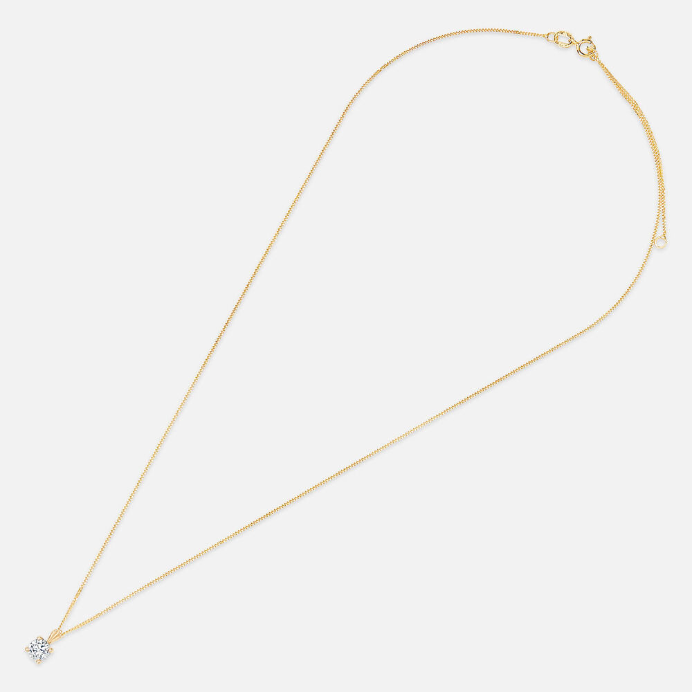 9ct Gold 4MM Four Claw Cubic Zirconia Set Pendant (Chain Included)
